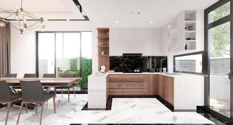 Trang trí nội thất phòng bếp biệt thự ấn tượng Nội thất phòng bếp