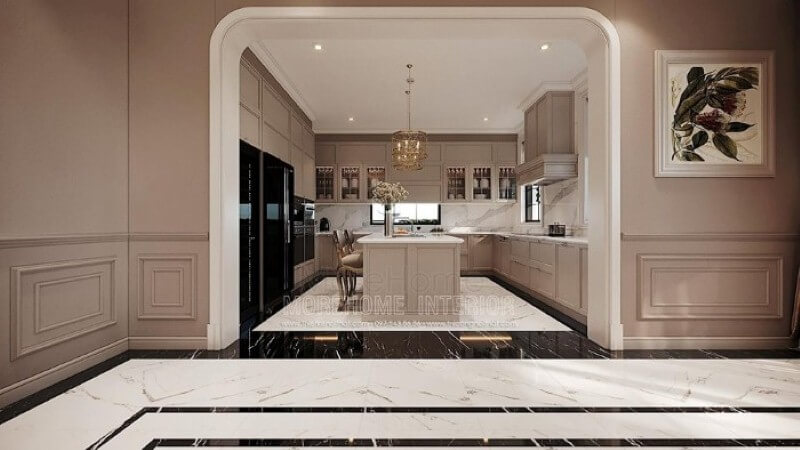 Tủ bếp chữ U phong cách đương đại đẹp cho biệt thự, nhà phố, chung cư cao cấp. Nội thất phòng bếp